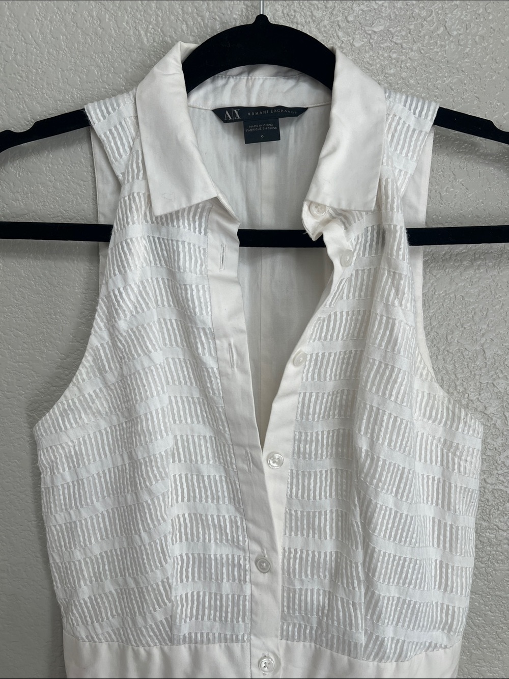 Armani Exchange White Sleeveless Collared Mini Dress - Picture 3 of 4